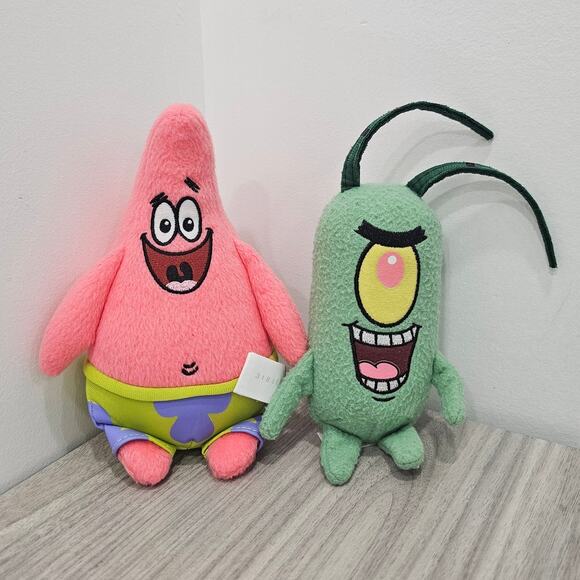 Nickelodeon 2014 Viacom Lot of Patrick Plankton Plush Toy SpongeBob SquarePants - Picture 1 of 9